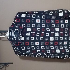 Liz Baker black  button up long sleeve polyester blouse women's size med